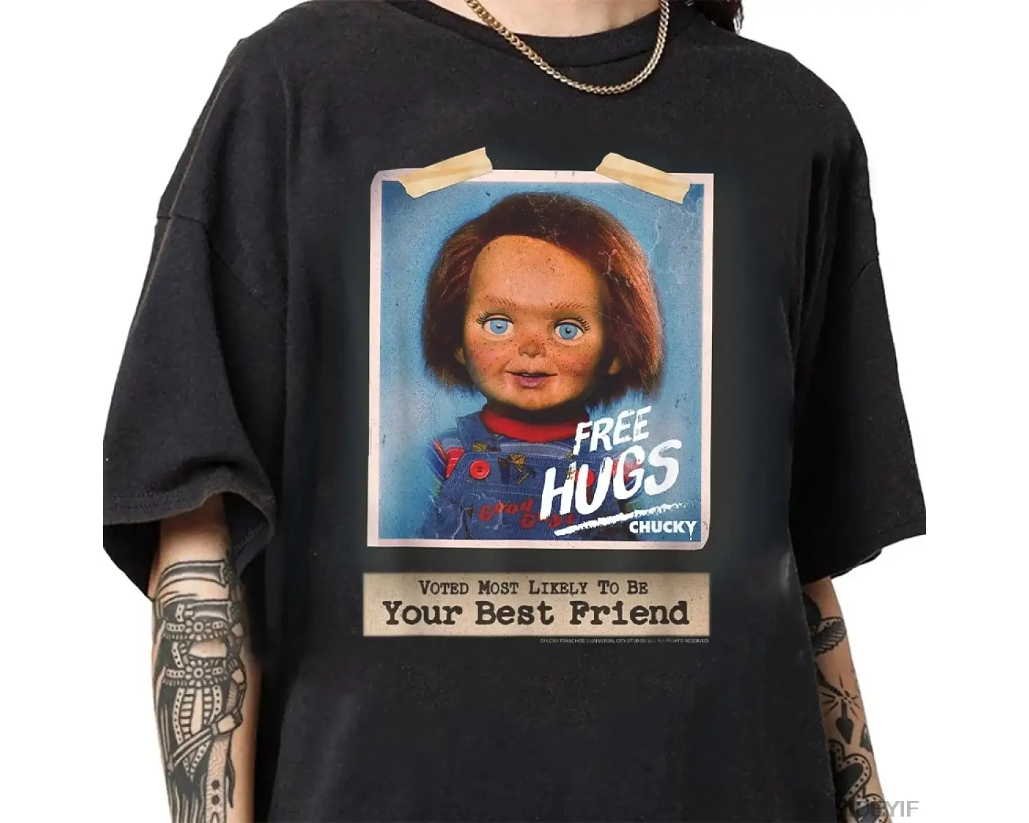 Chucky Free Hugs Vintage Stil T-shirt Erkekler Kadınlar Için % 100% Pamuk T Shirt Kısa Kollu