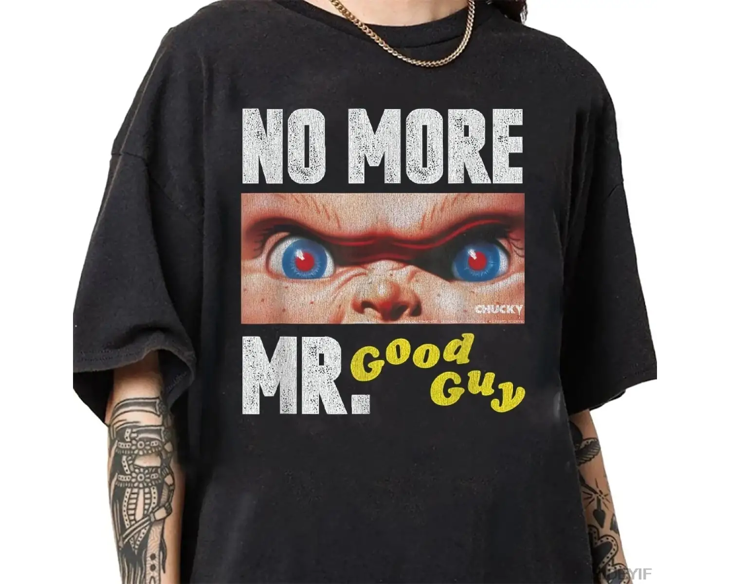 Chucky No More Mr. Good Guy Erkek Kadın Tişörtü %100 Pamuklu Tişörtler Kısa Kollu Üstler