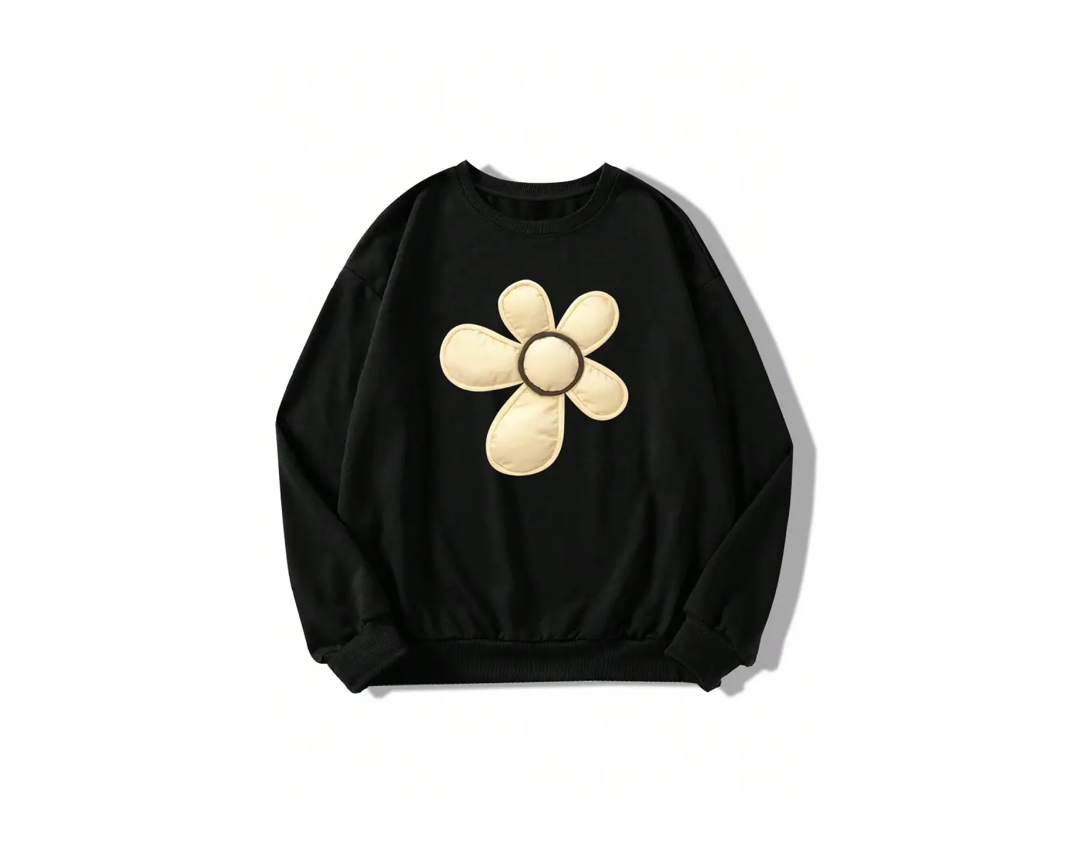 Çiçek Desenli Düşük Omuz Büyük Beden Sweat Gri