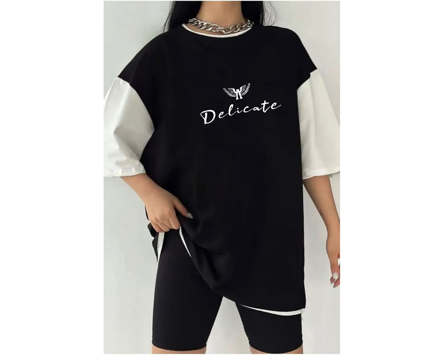 Çift Renk delicate  Baskılı Unisex Tshirt