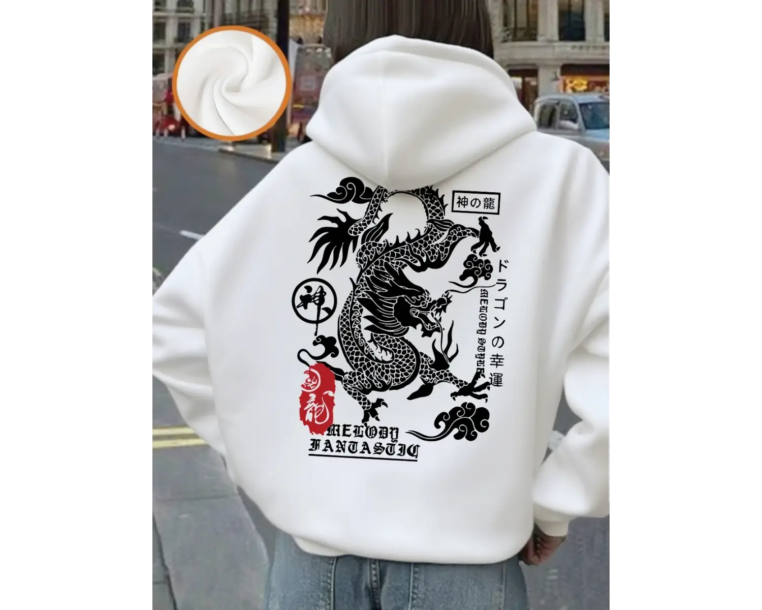 Çin Ejderha Baskı Kapüşonlular Bayan Rahat Gevşek Kazak Kış Polar Sıcak Kazaklar Rahat Cep Ka