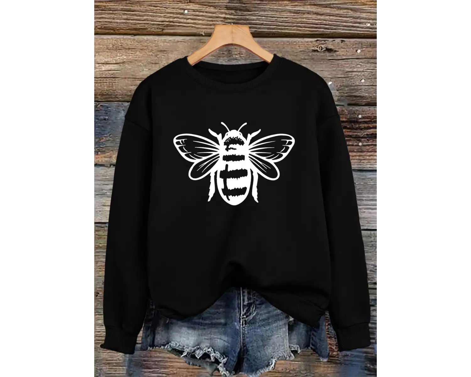 Clumsy Beesprinting Tişörtü Bayan Sonbahar Kış Rahat Kapüşonlular Polar Sıcak Bisiklet Yaka K