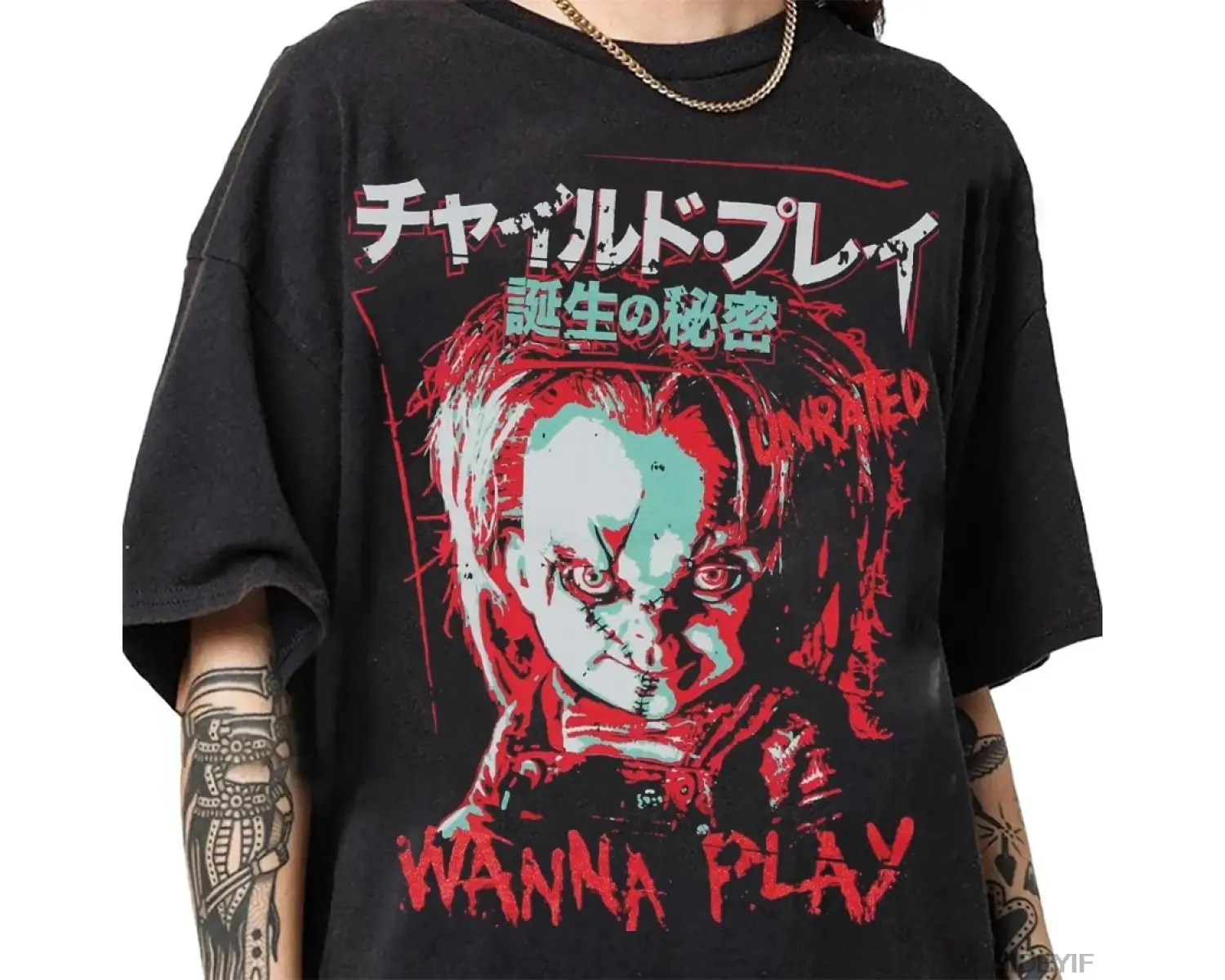 Çocuk Oyuncağı Chucky Japonya Tarzı Japon Tişörtü Erkekler Kadınlar İçin %100 Pamuklu Tişörtl