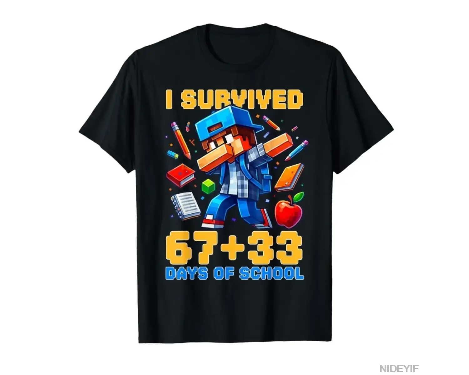 Çocuklar, 67 33 Gün Okulda Hayatta Kaldım 100 Gün Okulda 67 Meme Tişört %100 Pamuk Tişörtler