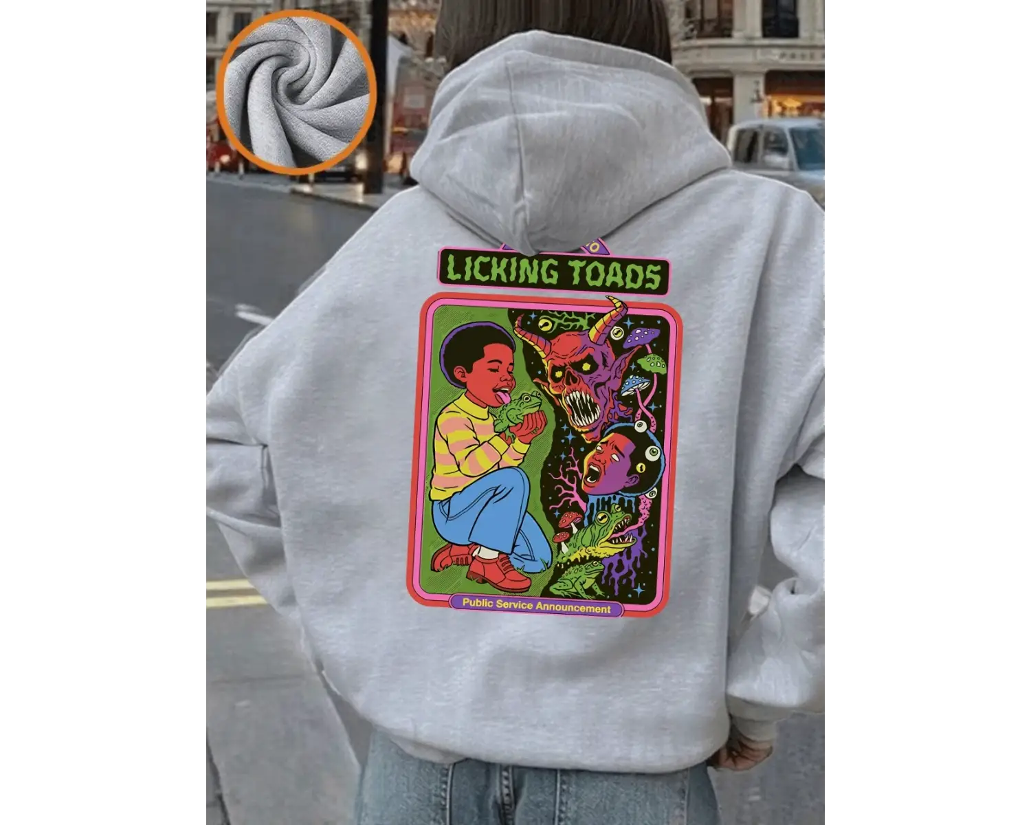 Çocuklar ve Şeytanlar Baskılı Kapüşonlu Üstler Kadınlar İçin Rahat Bol Kazaklar Kışlık Polar