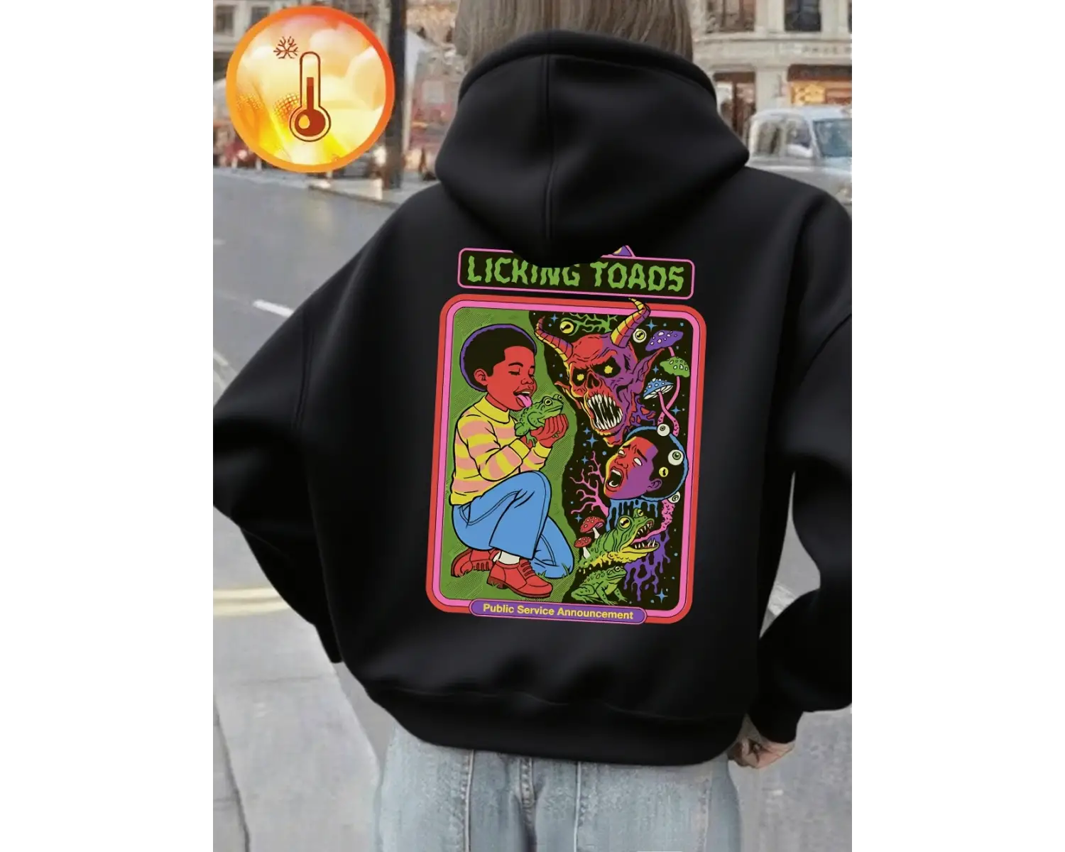 Çocuklar ve Şeytanlar Baskılı Kapüşonlu Üstler Kadınlar İçin Rahat Bol Kazaklar Kışlık Polar