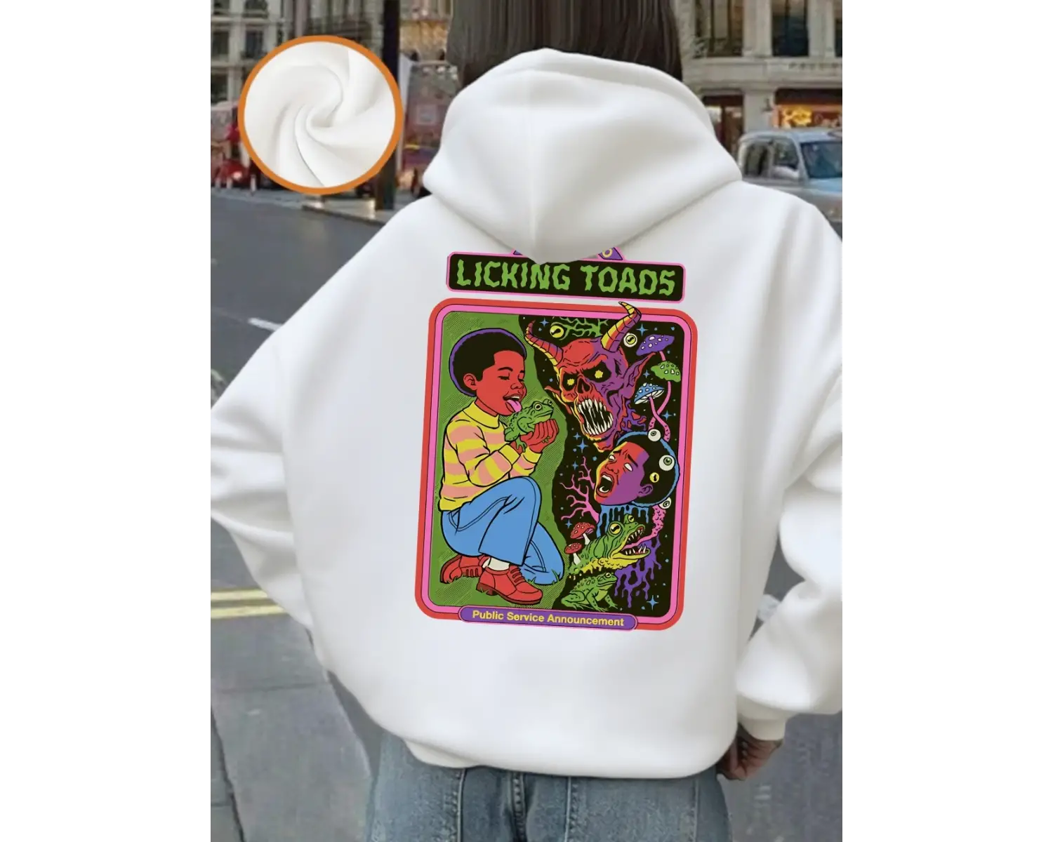 Çocuklar ve Şeytanlar Baskılı Kapüşonlu Üstler Kadınlar İçin Rahat Bol Kazaklar Kışlık Polar