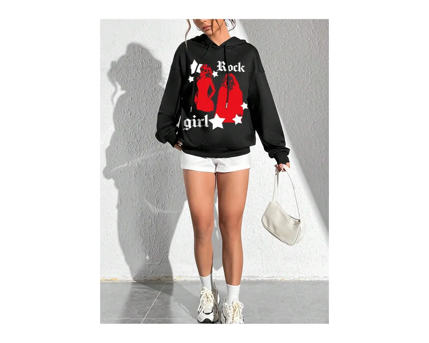 Coke serisi Figure & Letter Graphic Drop Shoulder Drawstring Hoodie