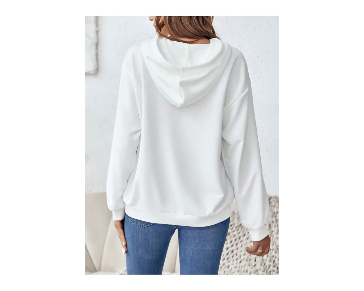 Coke serisi Floral & Feather Print Drop Shoulder Drawstring Hoodie