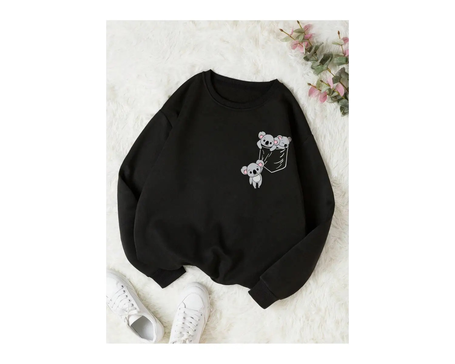 Coke serisi Koala Print Thermal Lined Sweatshirt