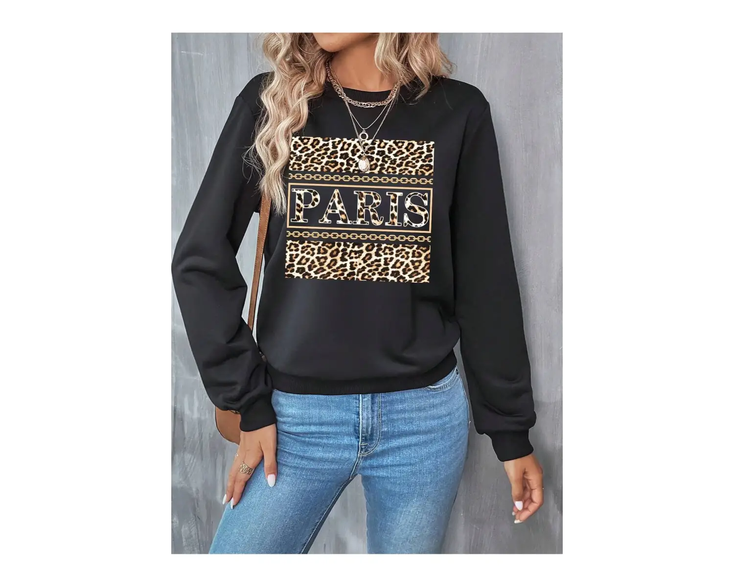 Coke serisi Leopard & Letter Graphic Sweatshirt
