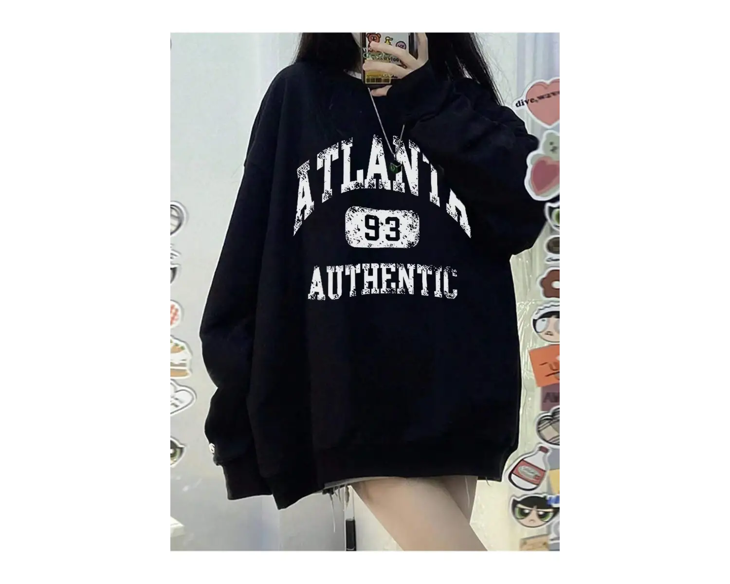 Coke serisi Letter Graphic Drop Shoulder Pullover