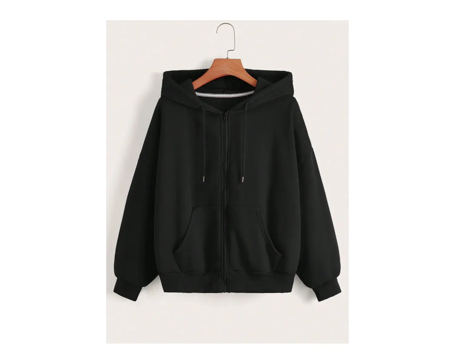 Coke serisi Slogan & Butterfly Print Drop Shoulder Drawstring Zipper Thermal Lined Hoodie