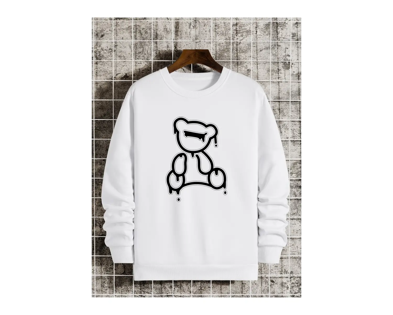 Coko serisi Bear Print Lined Sweatshirt
