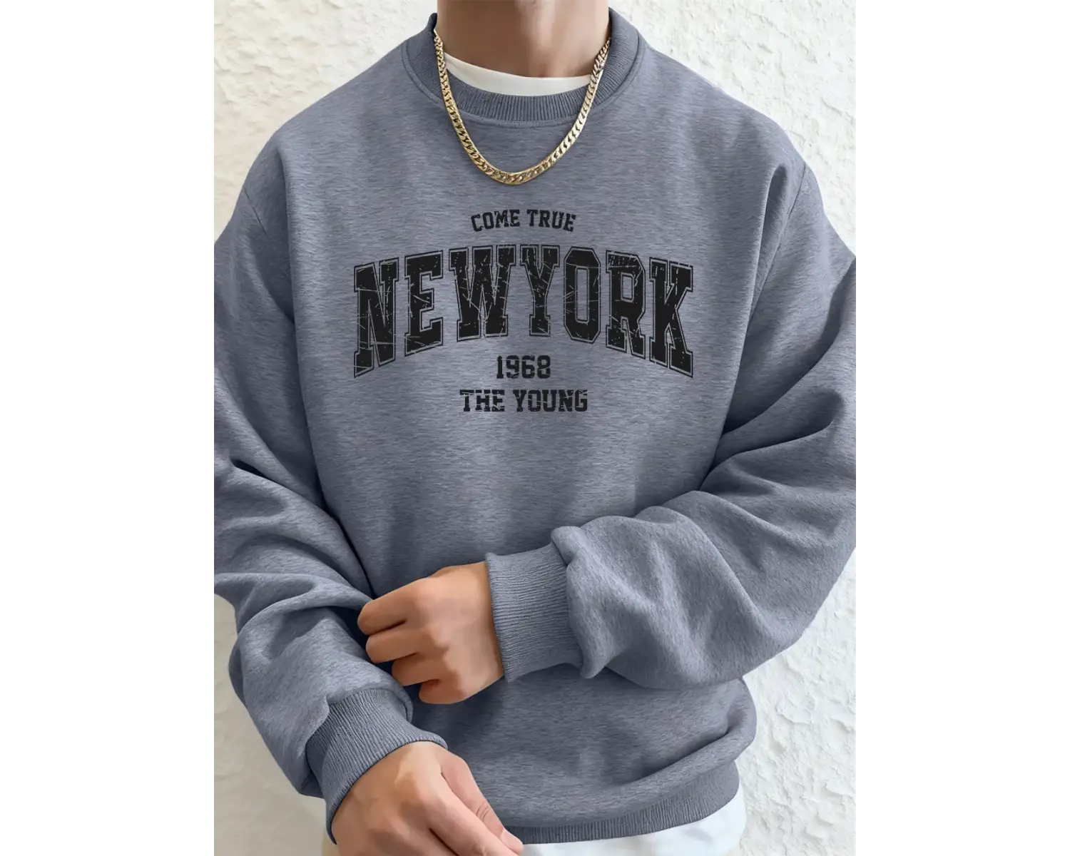 Come Ture New York City Baskılı Erkek Kazak Kışlık Bol Kapüşonlu Spor Bisiklet Yaka Polar Sıc