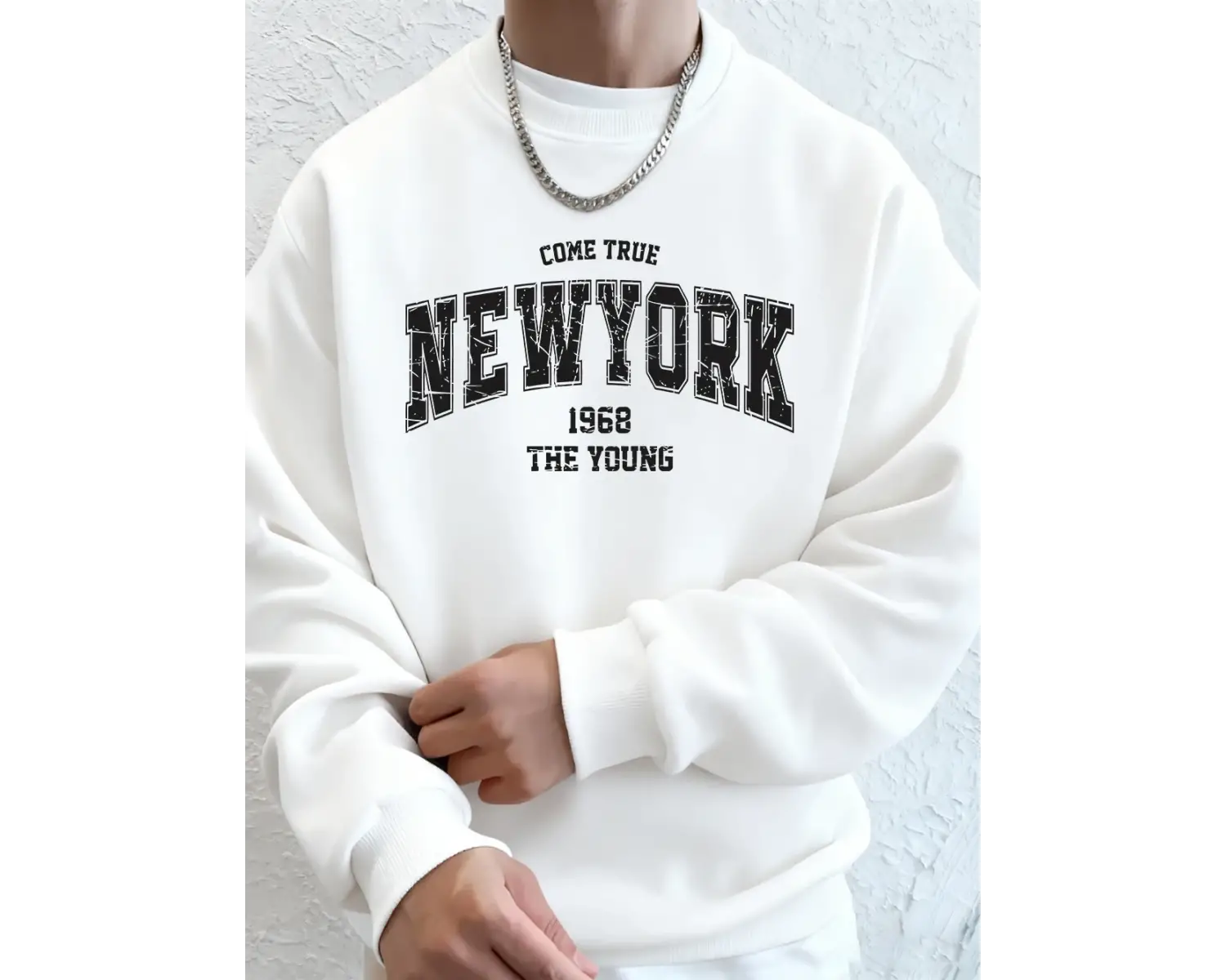 Come Ture New York City Baskılı Erkek Kazak Kışlık Bol Kapüşonlu Spor Bisiklet Yaka Polar Sıc