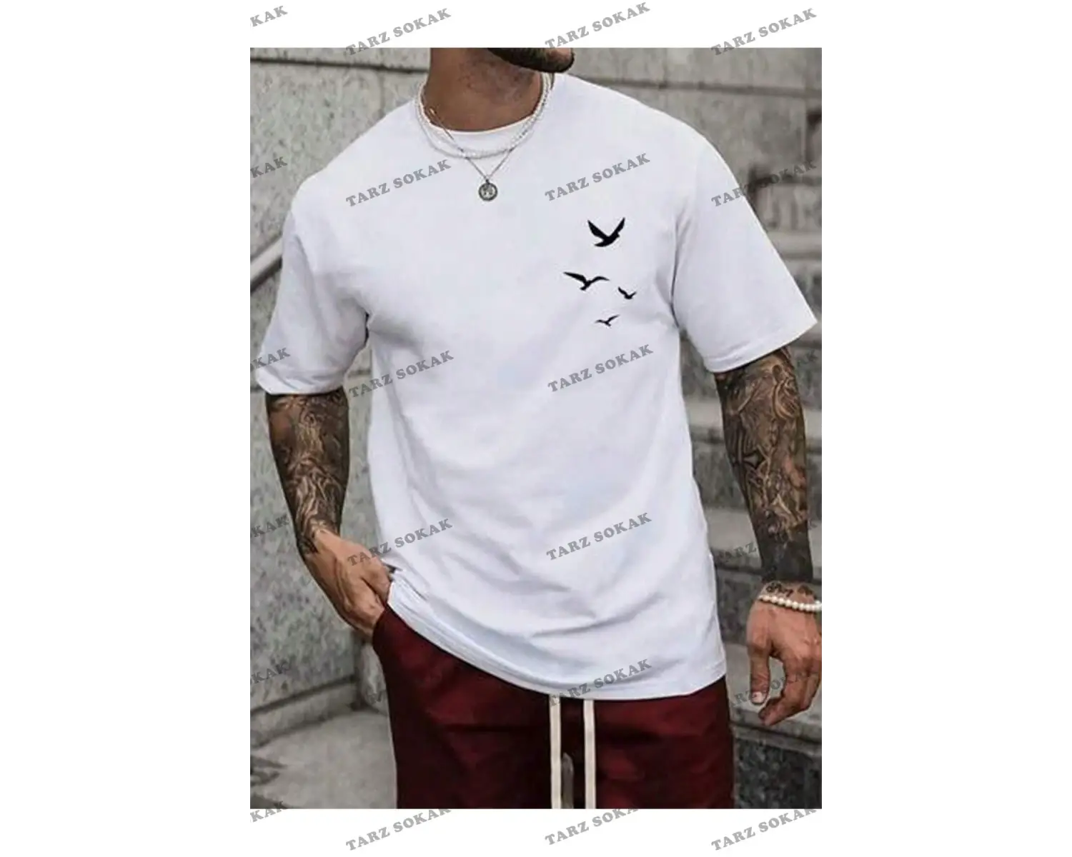 Cool Art Minimal Kuşlar Tişört - Siyah Baskılı Oversize Yazlık Kısa Kol T-shirt Bisiklet