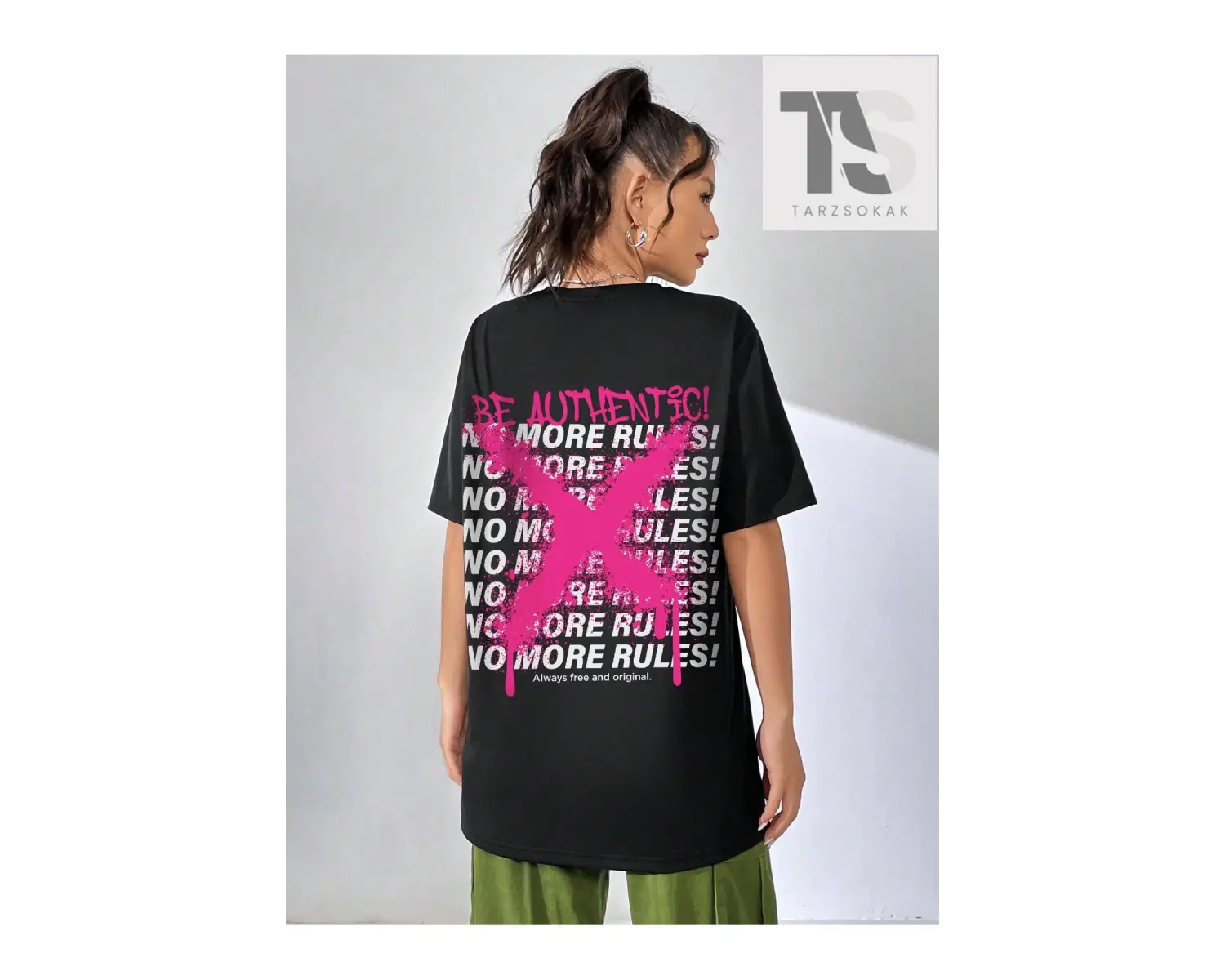 Coolane Amerikan Sokak Stili Graffiti ve Mektup Baskılı Tasarımlı Büyük Boy Yuvarlak Ya