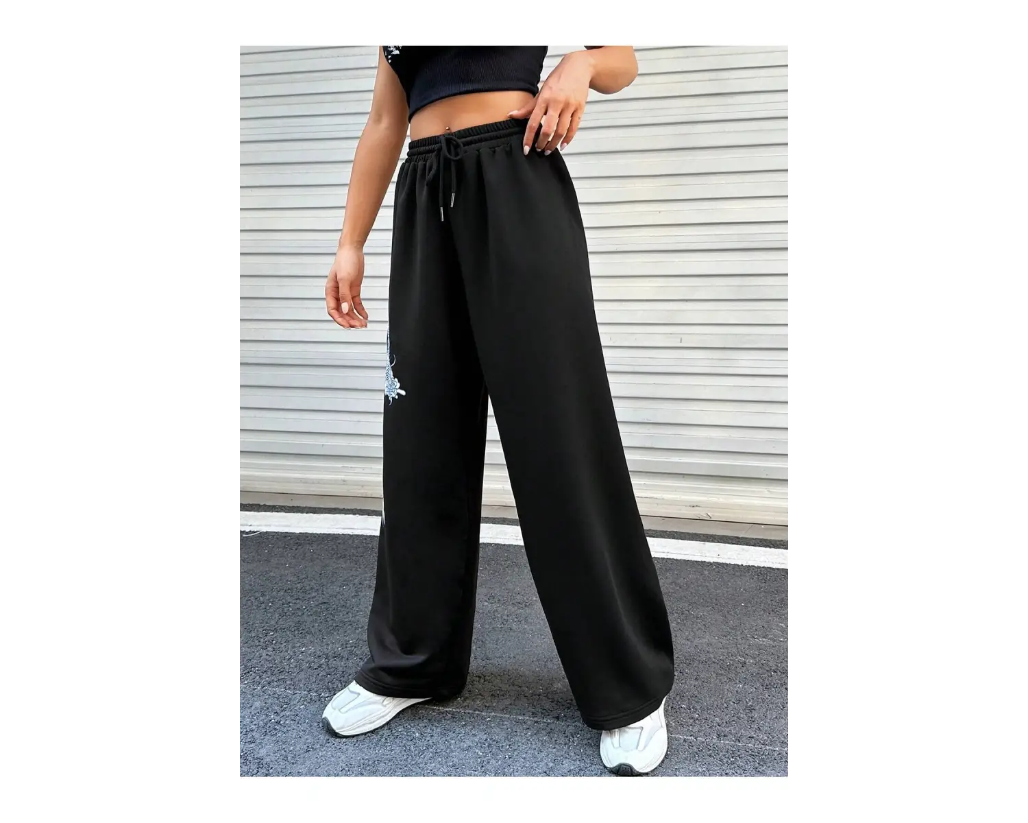 Coolane Dragon & Guitar Print Drawstring Waist 4 Mevsim Eşofman