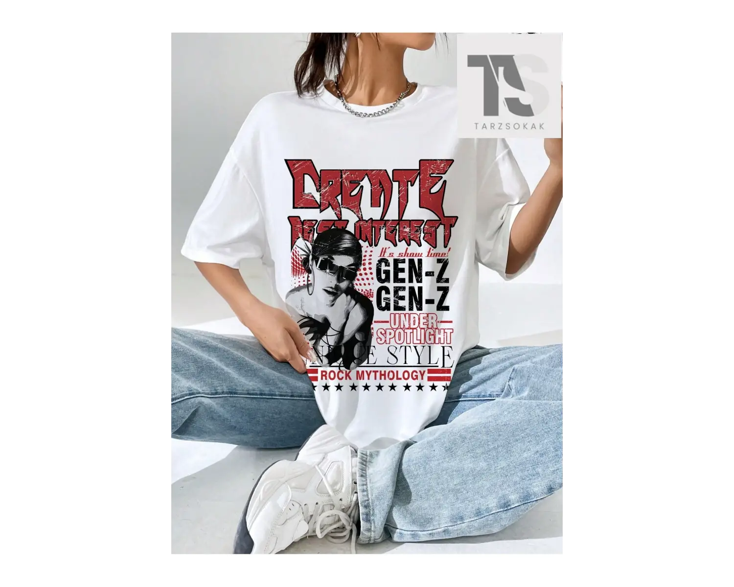 Coolane Figürlü ve Sloganlı Grafik Düşük Omuzlu Tişört