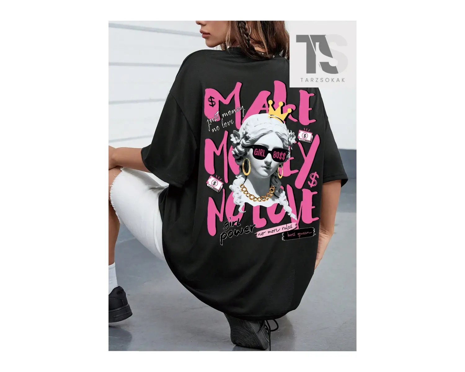 Coolane Figürlü ve Sloganlı Grafik Düşük Omuzlu Tişört