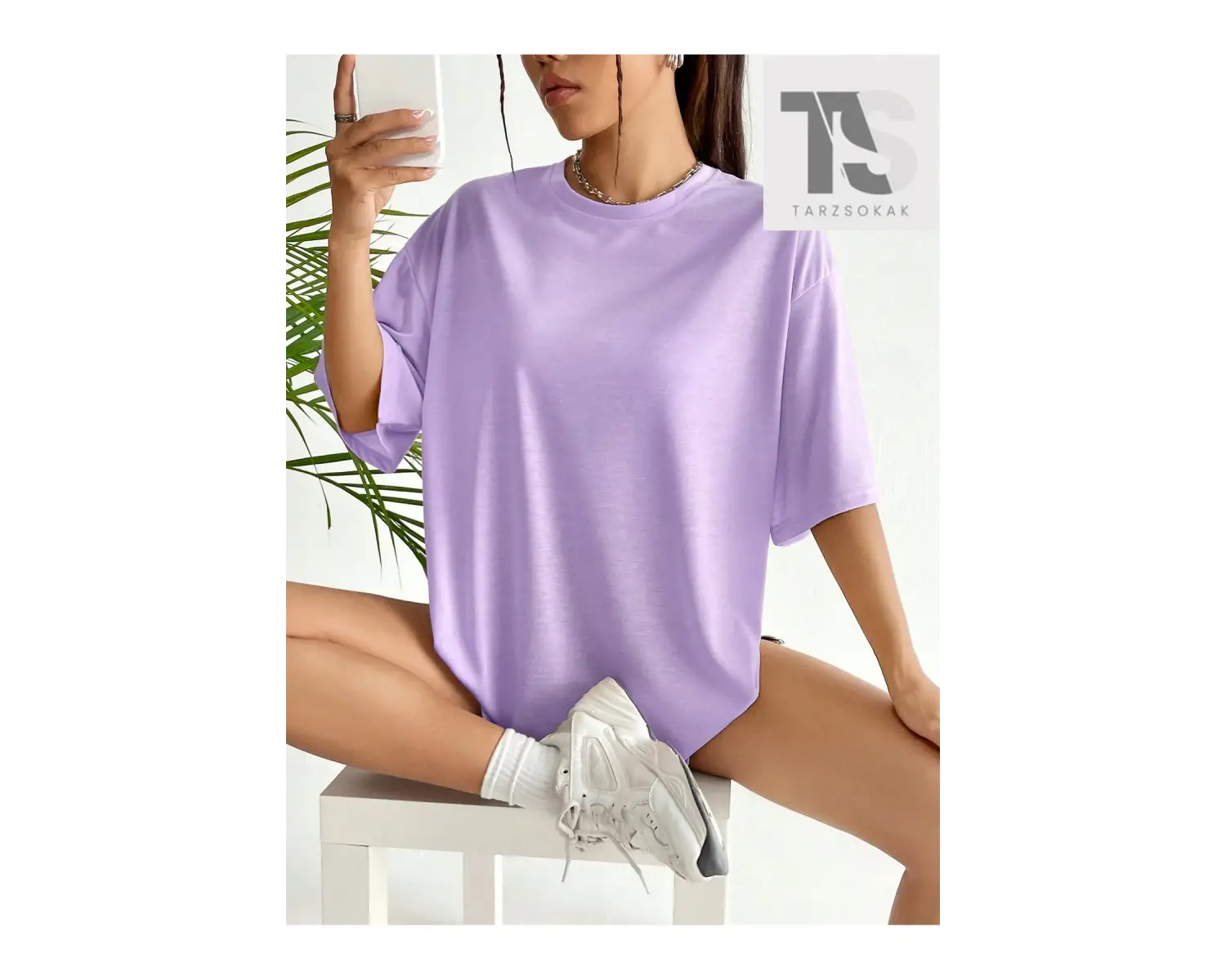 Coolane Harfli Grafik Düşük Omuzlu Longline Tişört