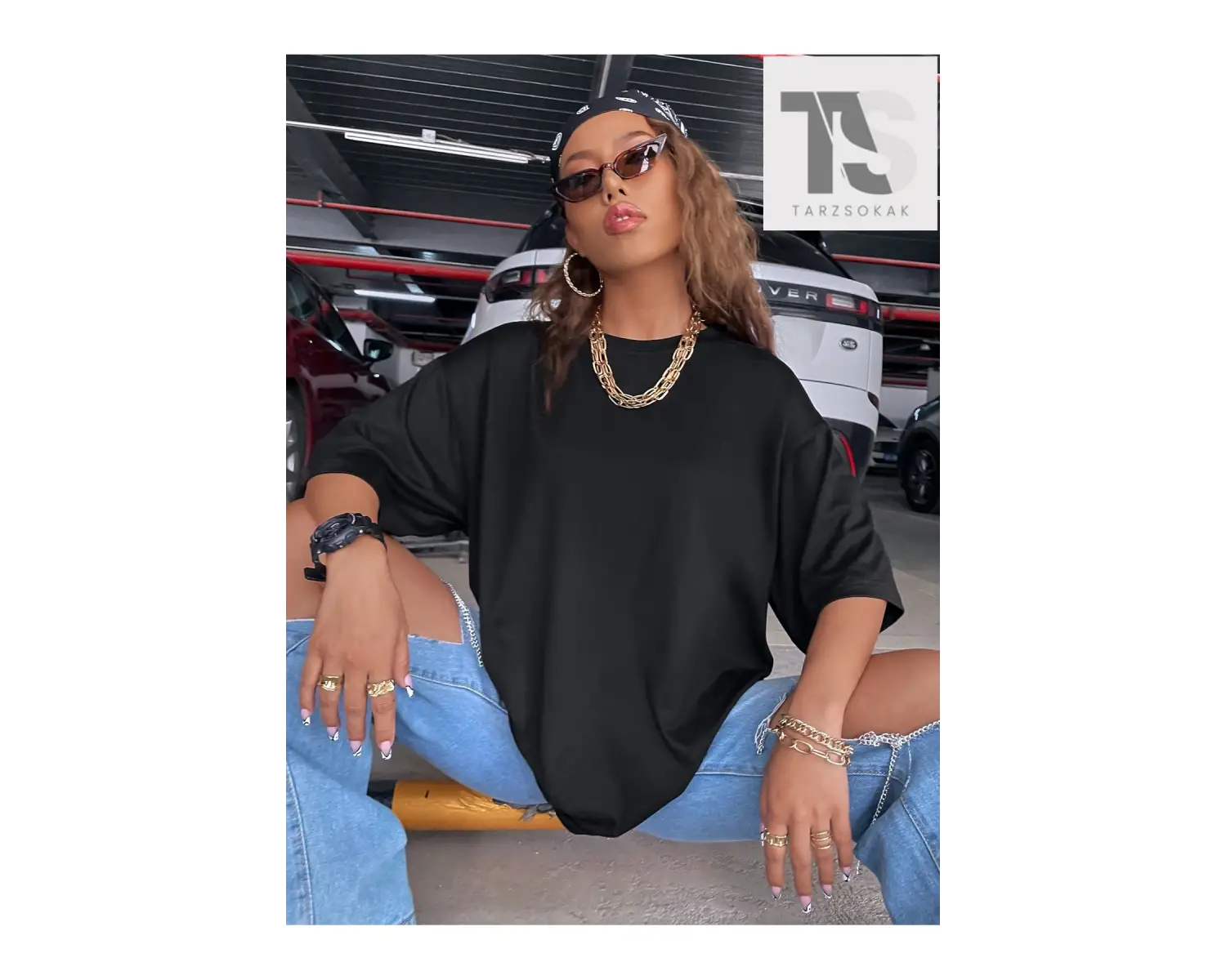 Coolane Harfli ve Kelebek Baskılı Büyük Boy Tişört