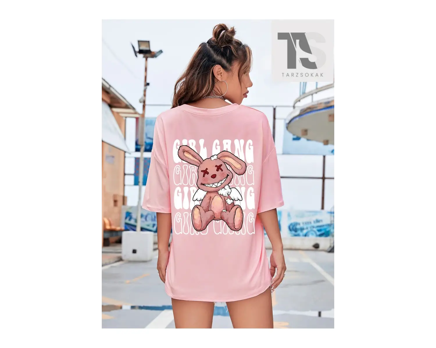 Coolane İskelet ve Slogan Grafikli Düşük Omuzlu Tişört