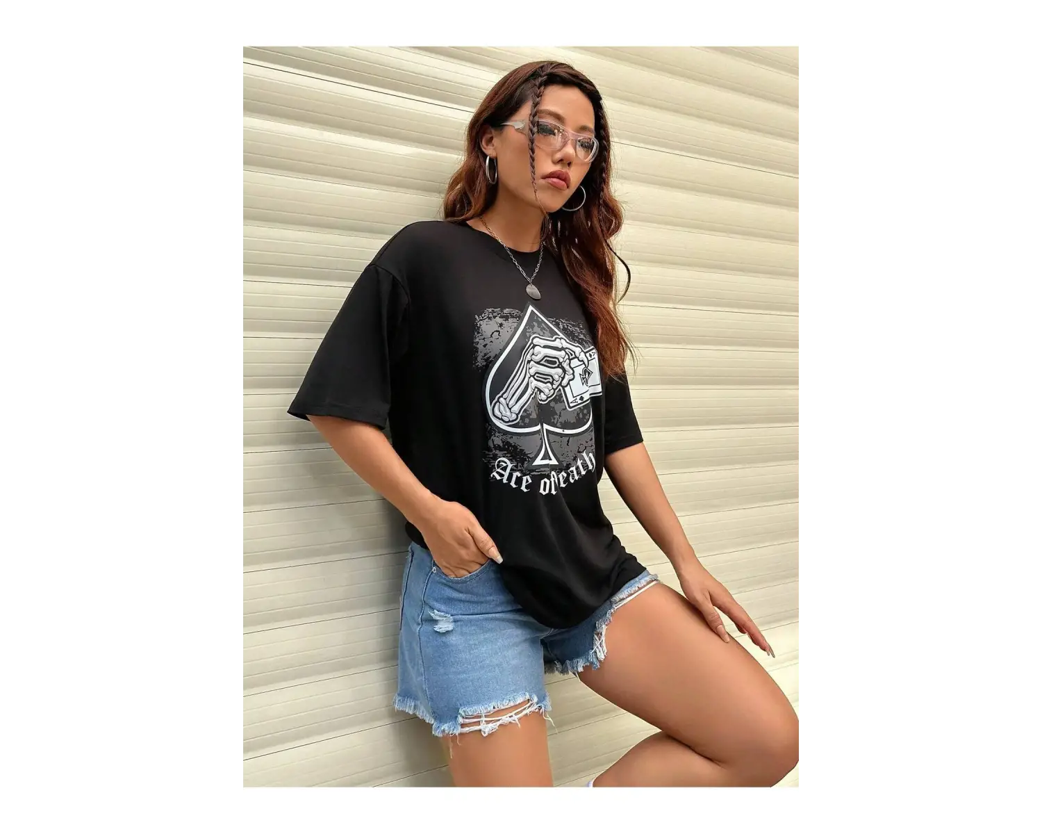 Coolane Kadın Kart Harfli Kafatası Desenli Kısa Kollu Tişört