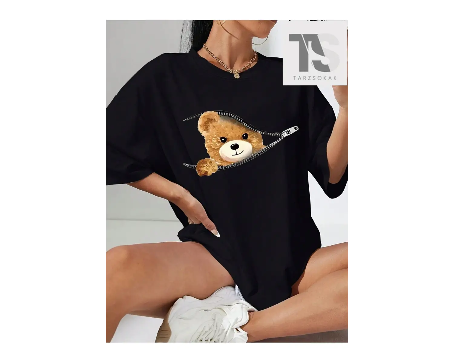 Coolane Letter Grafik Düşük Omuz Oversize Tişört