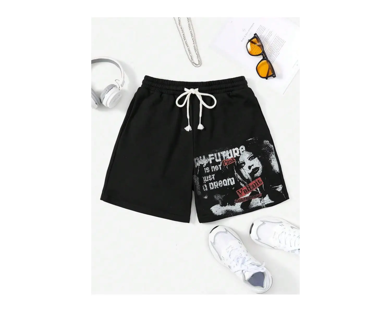 Coolane Letter Graphic Drawstring Waist Şort