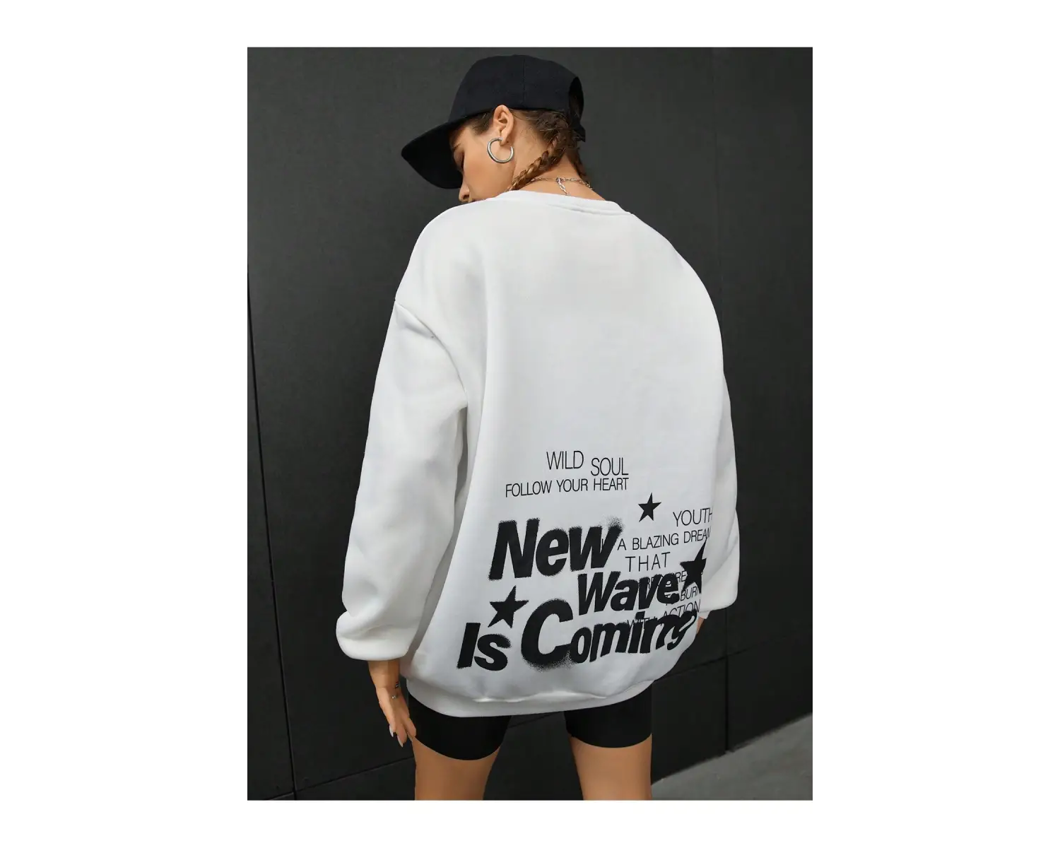 Coolane Sloganlı Grafik Düşük Sweat Beyaz