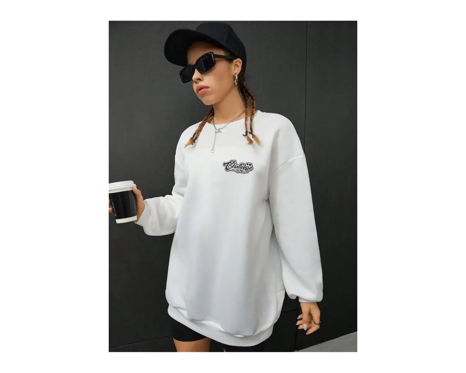 Coolane Sloganlı Grafik Düşük Sweat Beyaz