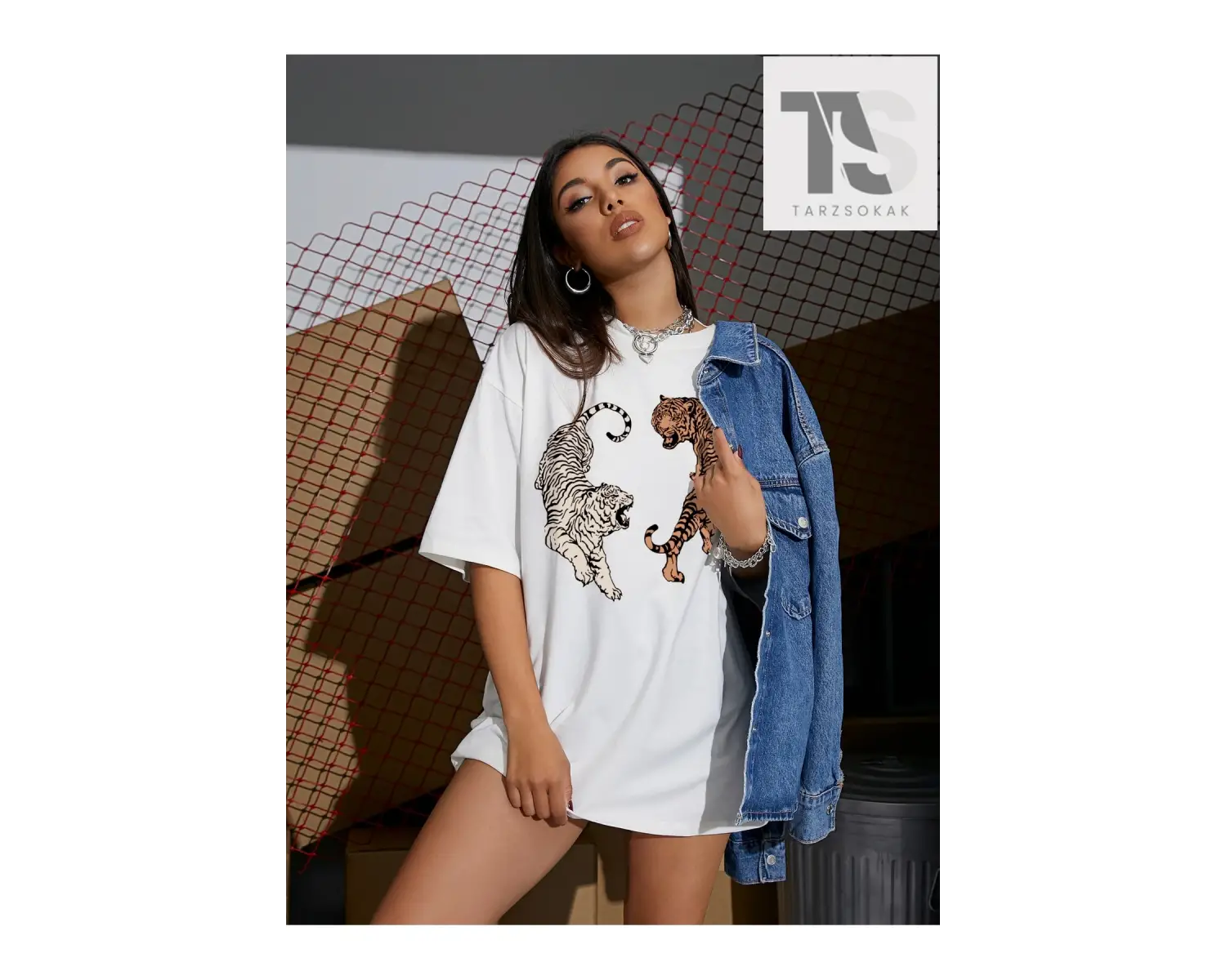 Coolane Tiger Baskılı Büyük Boy Tişört