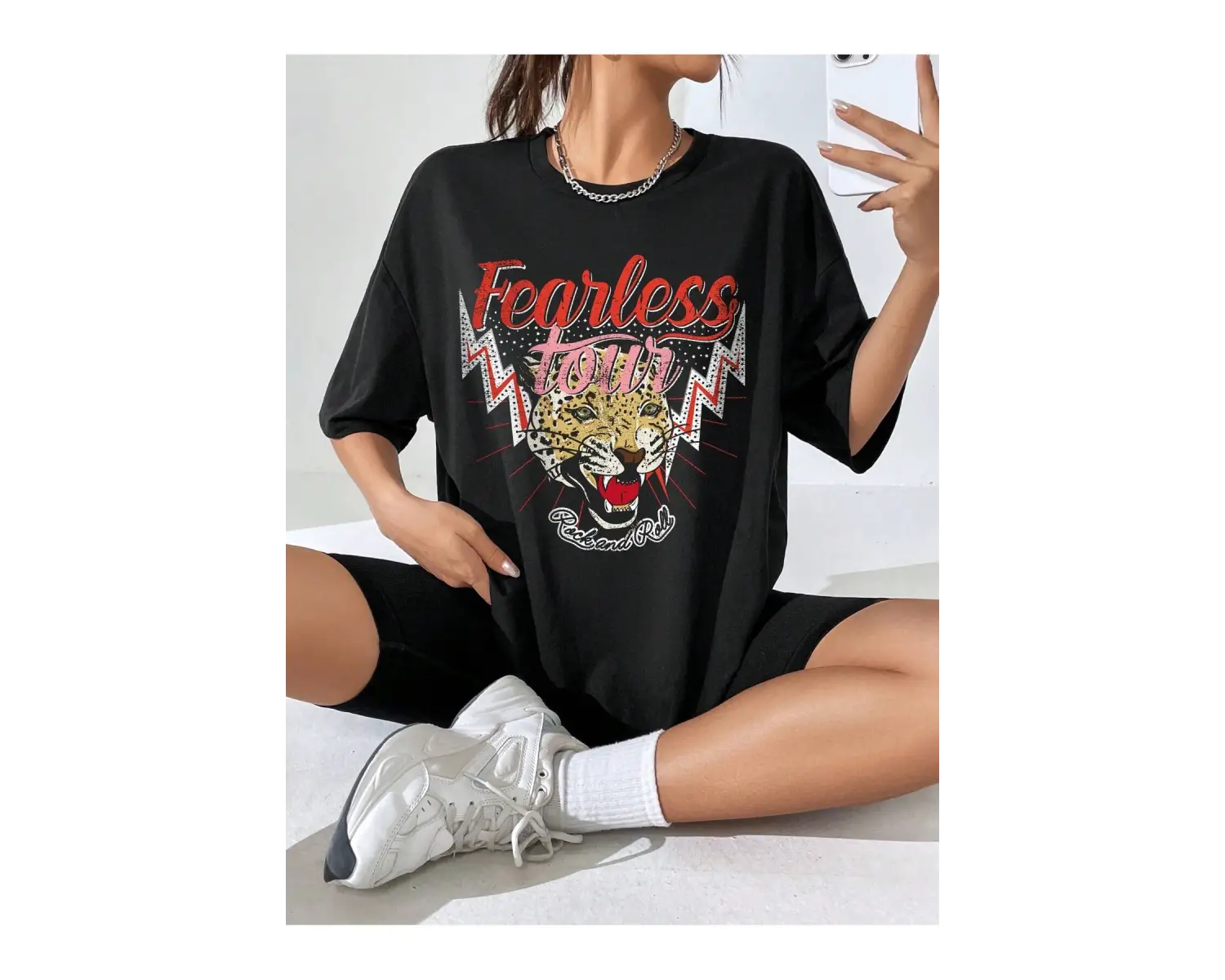 Coolane Tiger Ve Harf Grafikli Düşük Omuzlu Oversize Tişört