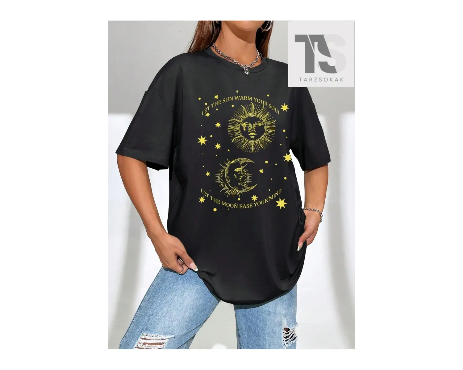 Coolane Wings Baskılı Düşük Omuzlu Büyük Boy Tişört