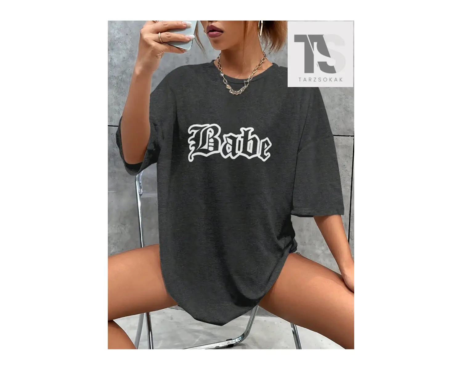 Coolane Yazılı Baskılı Düşük Omuz Tişört