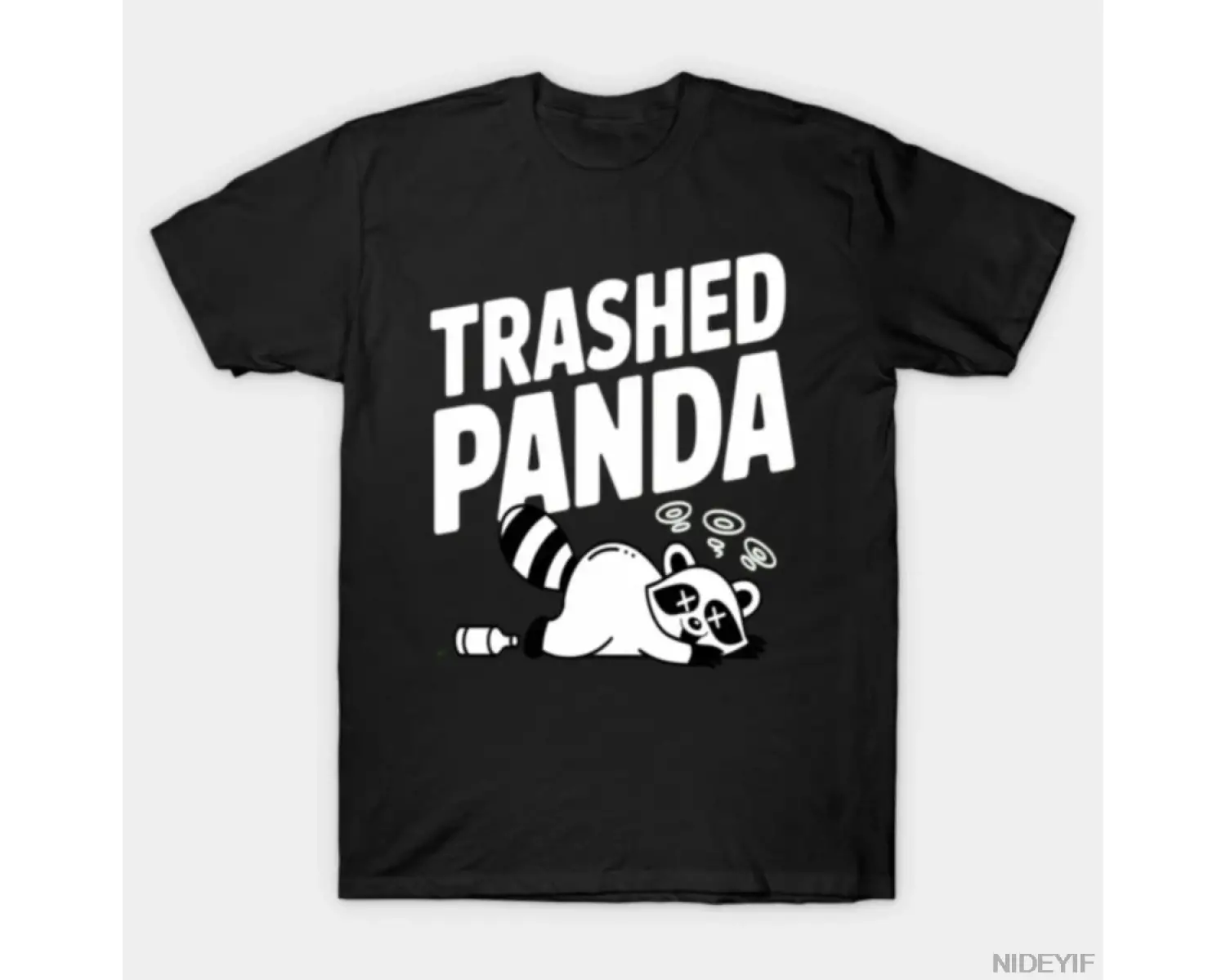 Çöp Kutusunda Panda Sarhoş Rakun Parti Hayvanı T-shirt Erkekler Kadınlar Için % 100% Pamuk T
