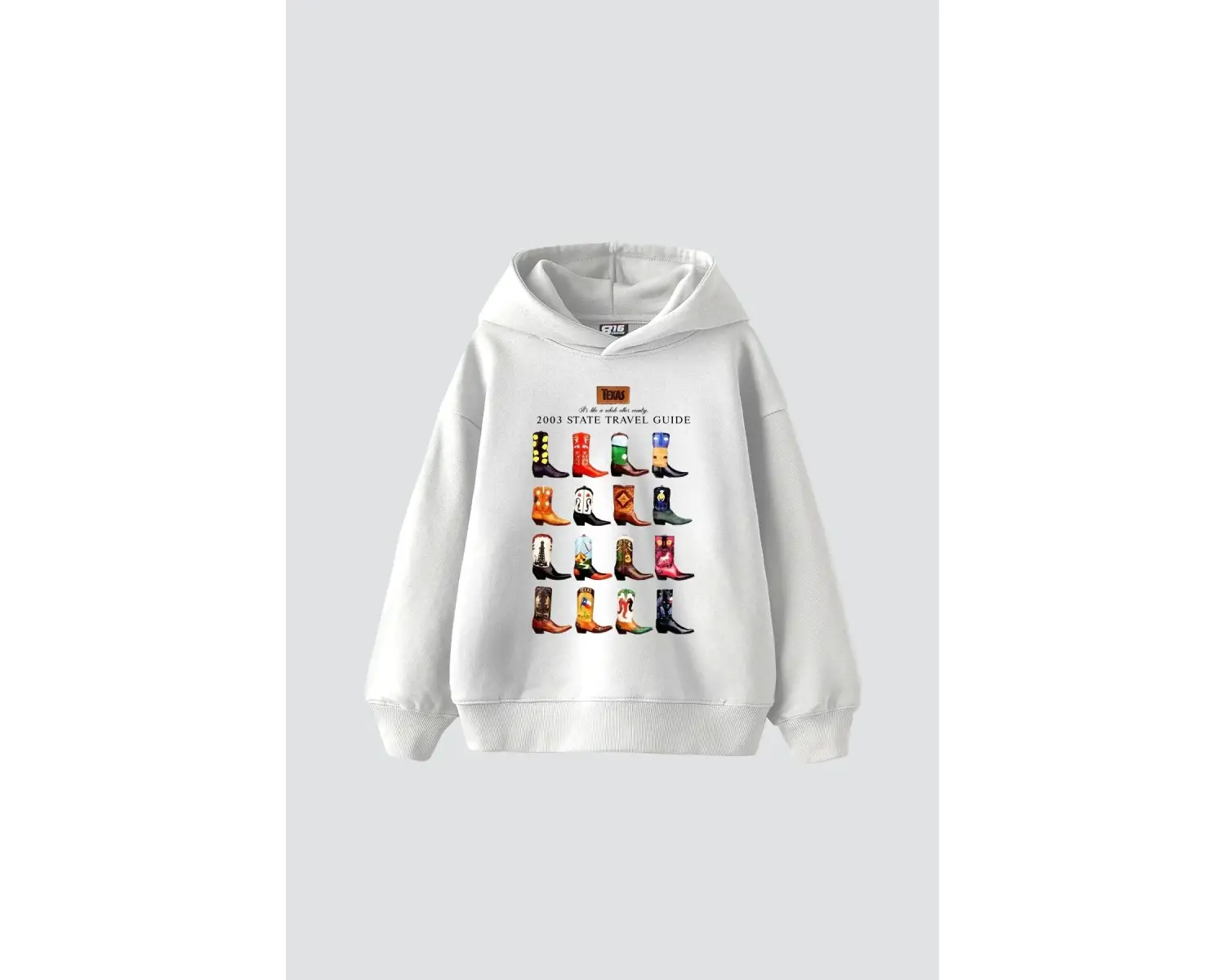 Cowboy Boots Baskılı Oversize Unisex Beyaz