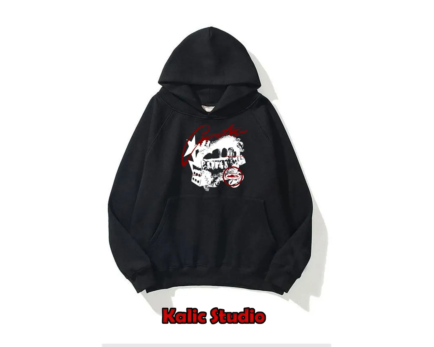 Cr tz baskılı ünisex kapüşonlu sweatshirt gri