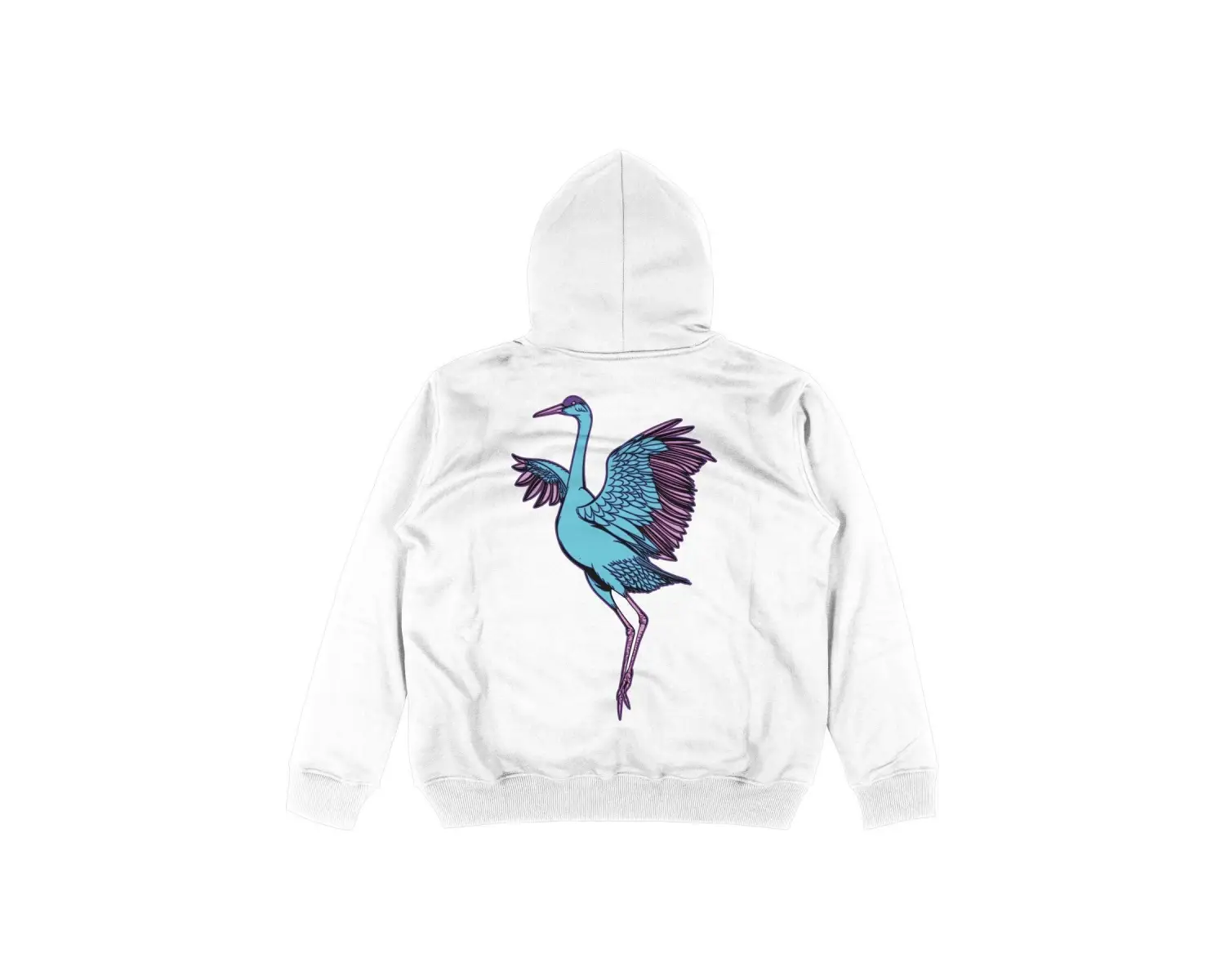 Crane Beyaz Oversize Unisex Kapüşonlu Sweatshirt Hoodie