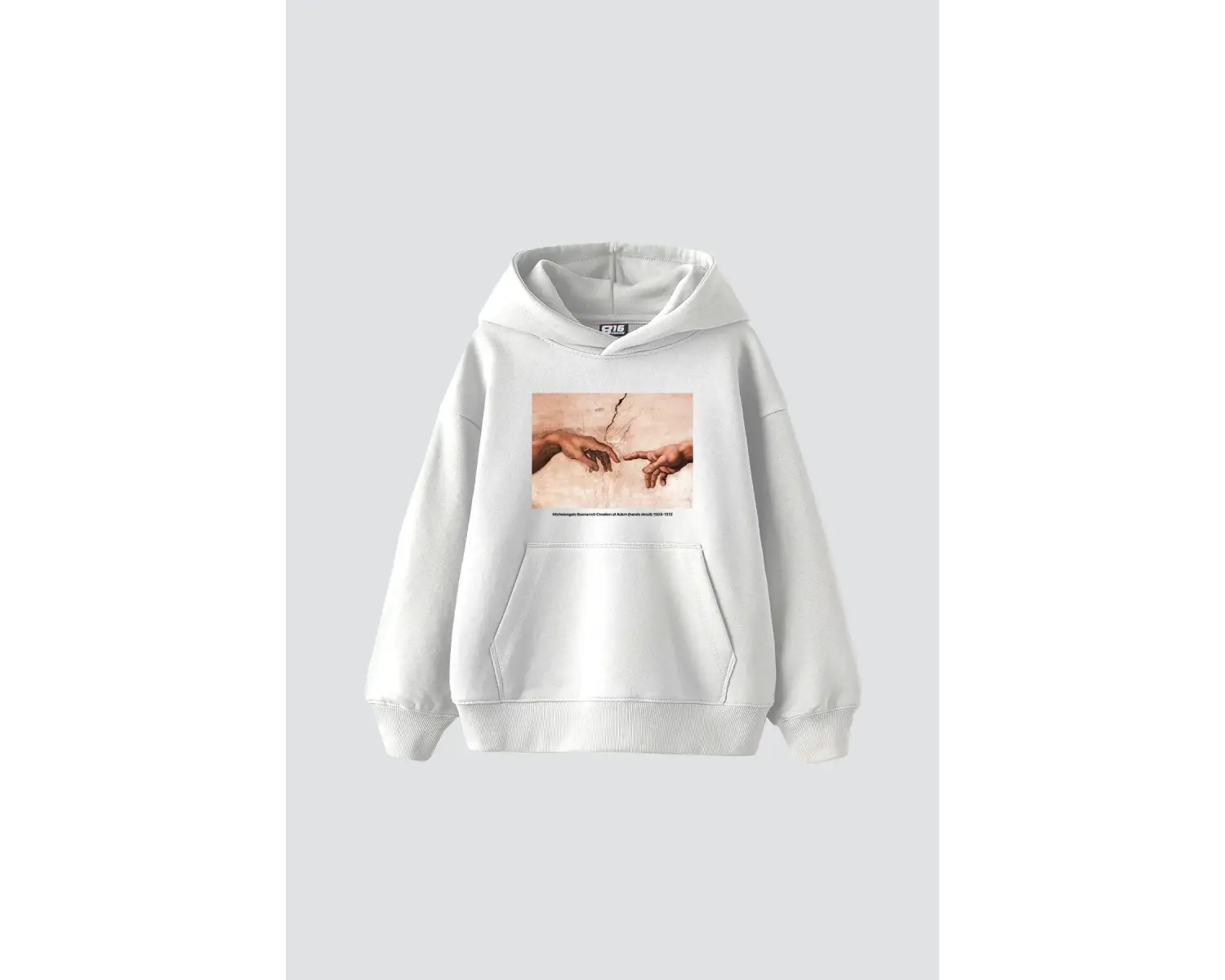 Creation of Adam Baskılı Oversize Unisex Beyaz