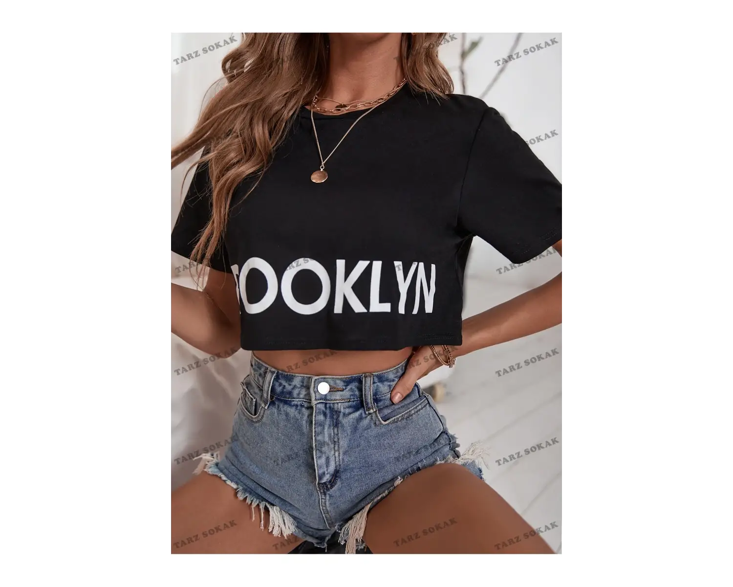 Crop CKOD-232913 Harf Grafikli Kırpma