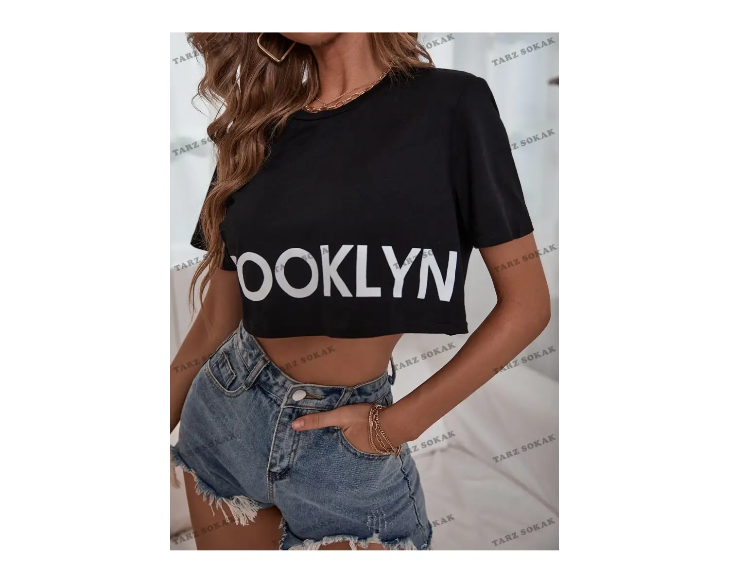 Crop CKOD-232913 Harf Grafikli Kırpma