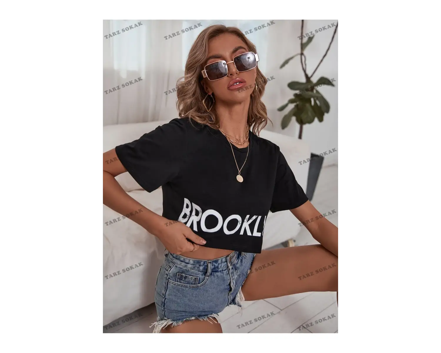 Crop CKOD-232913 Harf Grafikli Kırpma