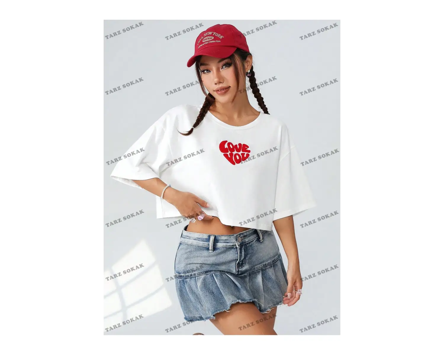 Crop CKOD-232913 Kadınlar Günü Yazılı Baskılı Yuvarlak Yaka