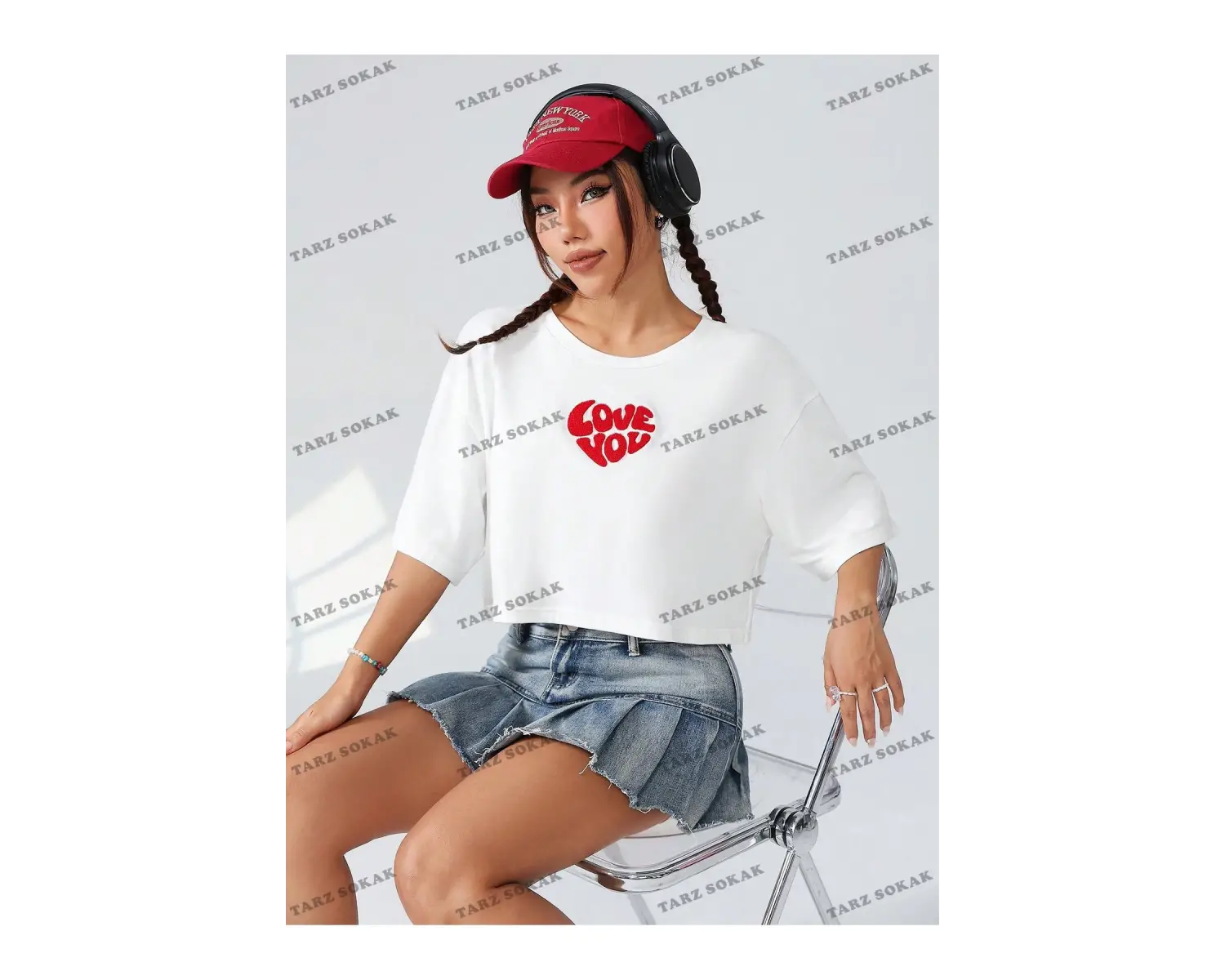 Crop CKOD-232913 Kadınlar Günü Yazılı Baskılı Yuvarlak Yaka