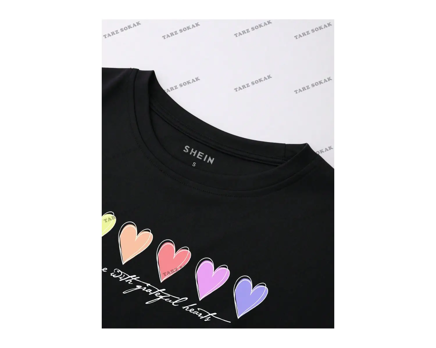 Crop CKOD-232913 Kalp ve Slogan Baskılı Kısa Kollu Kısa