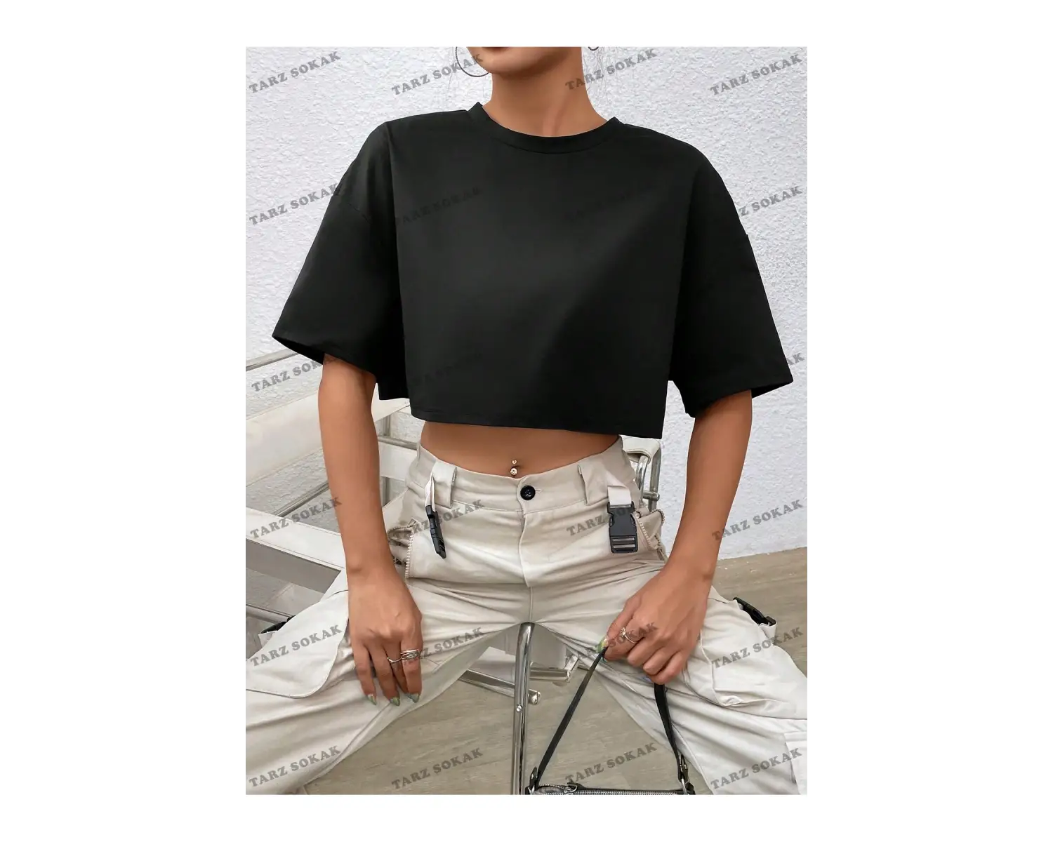 Crop CKOD-232913 Katı Düşük Omuz Kısa