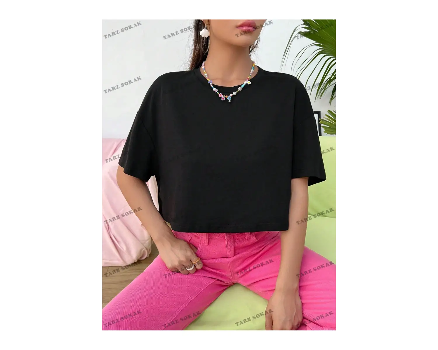 Crop CKOD-232913 Katı Düşük Omuz Kısa